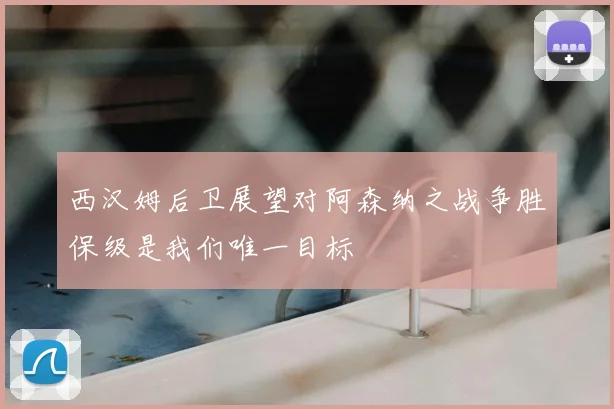 西汉姆后卫展望对阿森纳之战争胜保级是我们唯一目标
