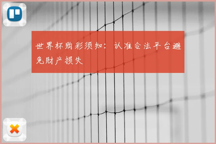 世界杯购彩须知：认准合法平台避免财产损失
